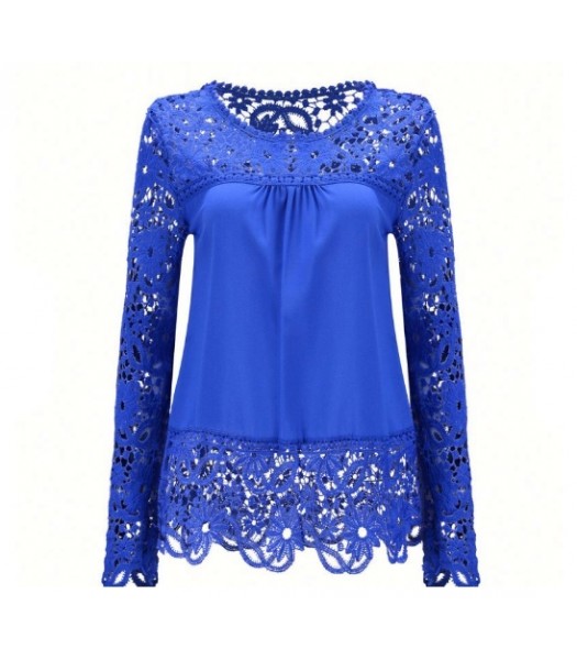 Blouse blue with lace